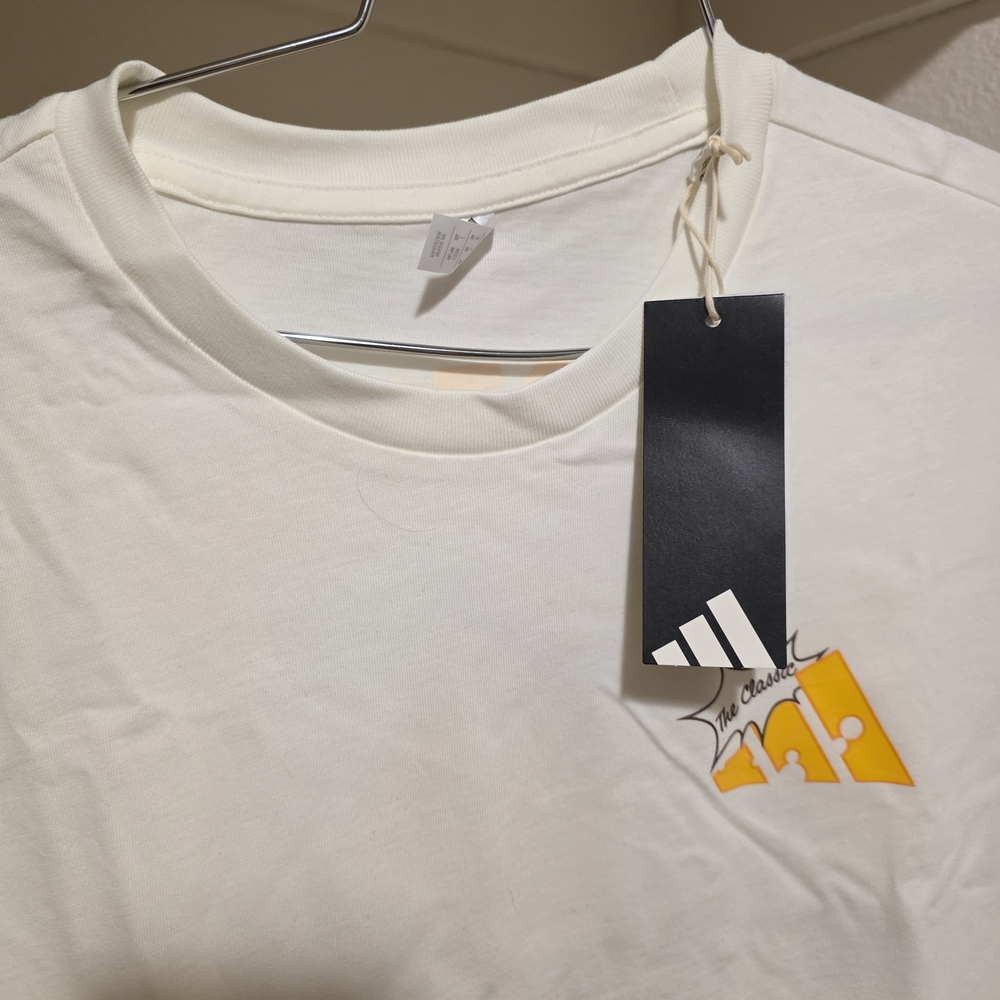 Adidas White and Orange Logo Tee